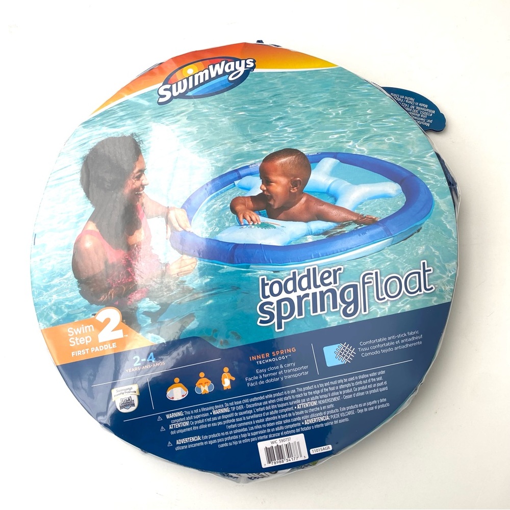 SWIMWAYS New $40 Blue Easy Fold Round Toddler Spring Float Age 2-4yr TB2